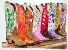 236x174 Watercolor - Watercolor Cowboy Boots
