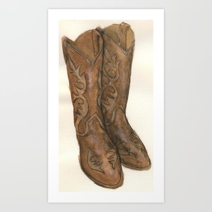 700x700 Watercolor Cowboy Boots Art Print By Pyralis Society6 - Watercolor Cowboy Boots