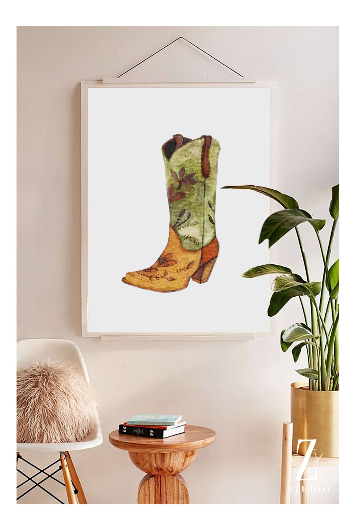 1200x1800 Watercolour Cowboy Boots, Art Print, Instant Download, Western - Watercolor Cowboy Boots