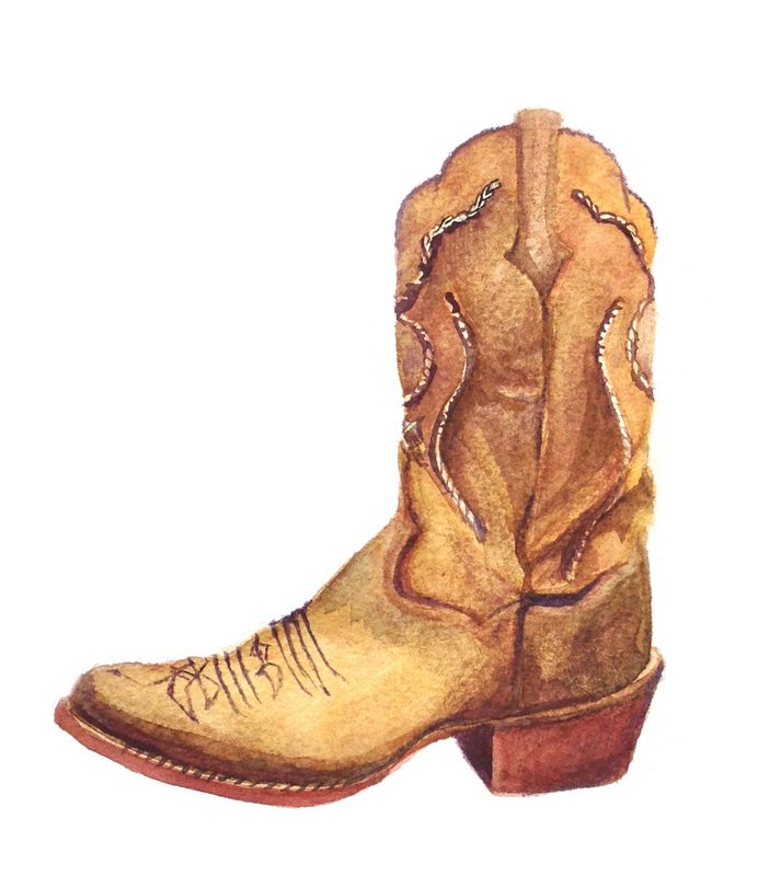 713x800 Painting - Watercolor Cowboy Boots