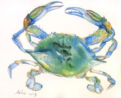 236x192 Ocean Watercolor Blue Crab 8x10 Watercolor Print By Bleuherron - Watercolor Crab