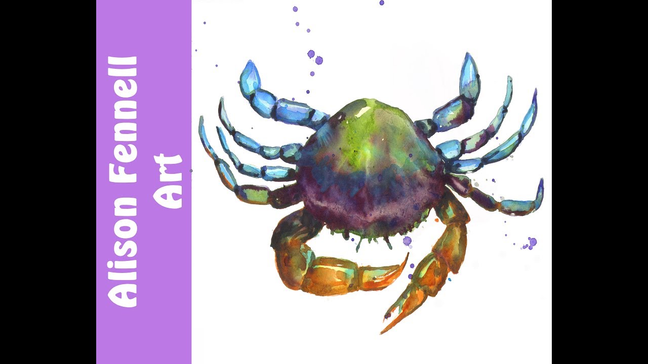 1280x720 Painting A Crab In Watercolor, Watercolor Glazing - Watercolor Crab