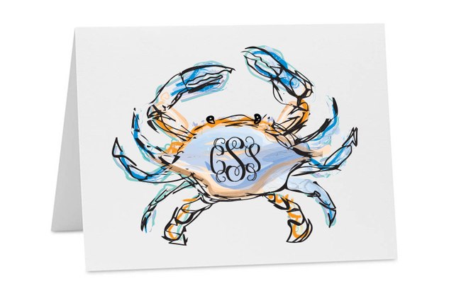 650x435 Watercolor Crab Folded Card - Watercolor Crab