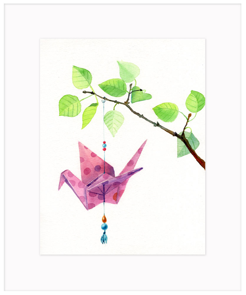 835x1000 Origami Crane Watercolor Art - Watercolor Crane