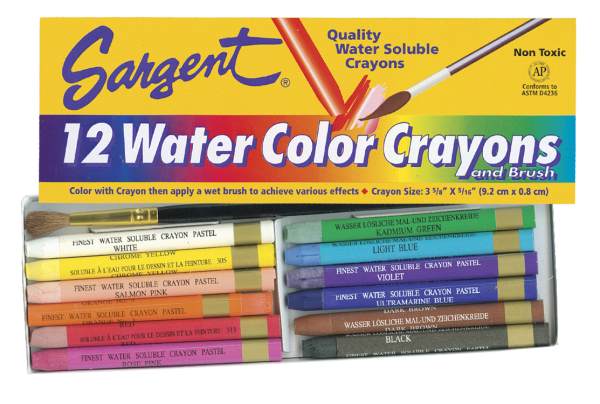 600x404 Watercolor Crayons (12), Sargent Art, 022989 - Watercolor Crayons