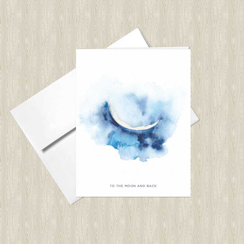 800x800 Crescent Moon Watercolor Greeting Cards - Watercolor Crescent Moon
