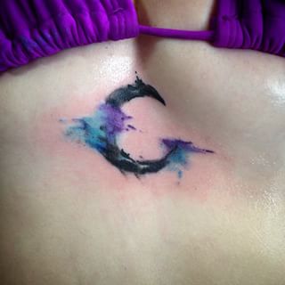 320x320 91 Moon Tattoos That Are Out Of This World - Watercolor Crescent Moon