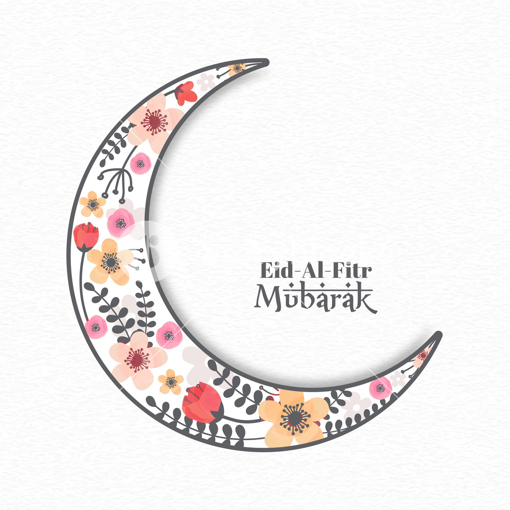 1000x1000 Creative Crescent Moon With Beautiful Watercolor Flowers - Watercolor Crescent Moon