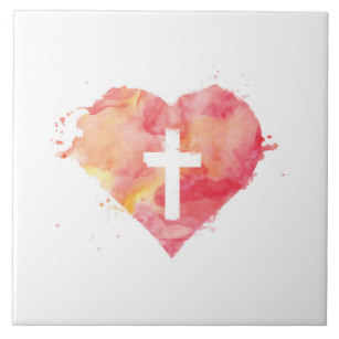 307x307 Watercolor Cross Decorative Ceramic Tiles Zazzle - Watercolor Cross