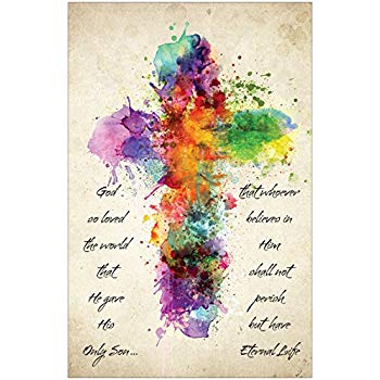 350x350 Watercolor Cross Inspirational Christian Poster D29 - Watercolor Cross