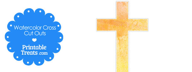 610x229 Yellow Watercolor Cross Cut Outs Printable - Watercolor Cross