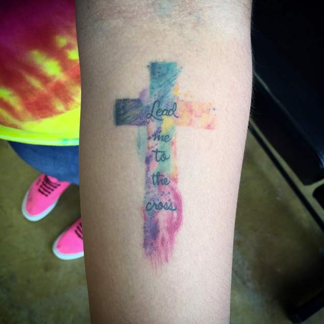 635x635 Watercolor Cross Tattoo - Watercolor Cross