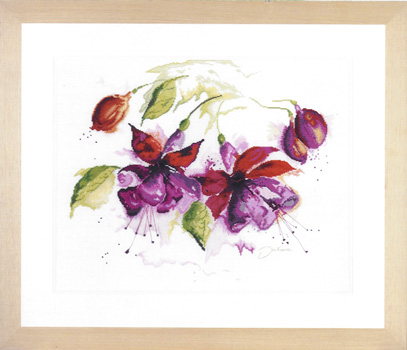 407x350 Fuchsia In Watercolour - Watercolor Cross Stitch