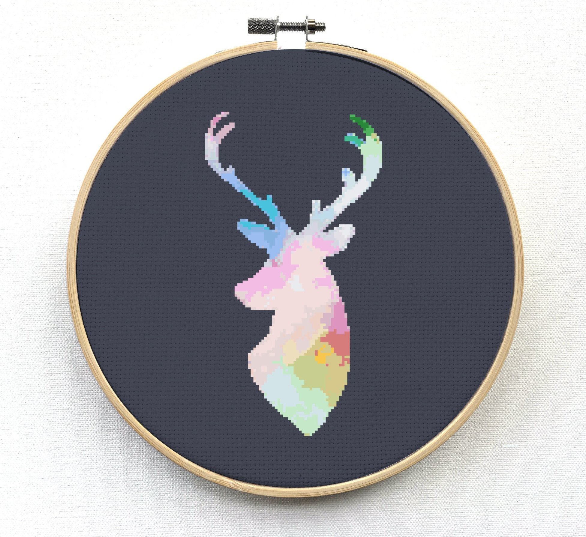 1953x1791 Watercolor Deer Cross Stitch Pattern - Watercolor Cross Stitch