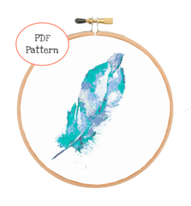 279x300 Watercolor Feather Cross Stitch - Watercolor Cross Stitch