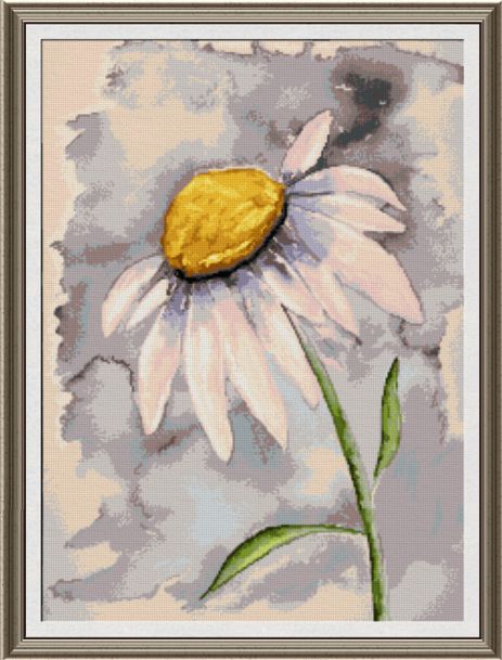 463x609 Daisy Watercolor Cross Stitch Pattern Arts - Watercolor Cross Stitch