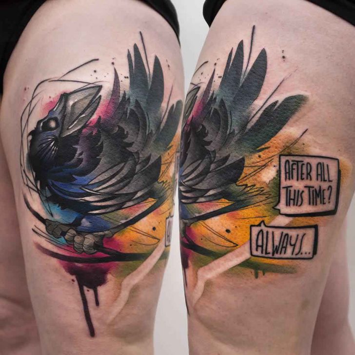 728x728 Watercolor Crow Tattoo Best Tattoo Ideas Gallery - Watercolor Crow Tattoo