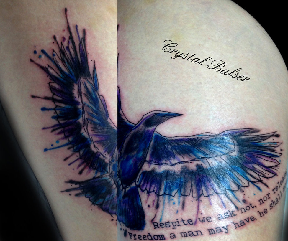 976x818 Watercolor Crow Tattoo By Iateallmypaste - Watercolor Crow Tattoo