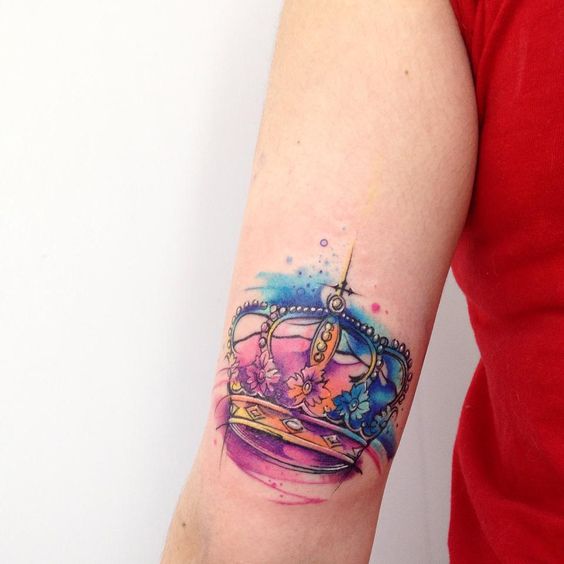 564x564 Picture Of Watercolor Arm Crown Tattoo - Watercolor Crown