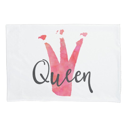 540x540 Queen Pink Watercolor Crown Pillow Case - Watercolor Crown