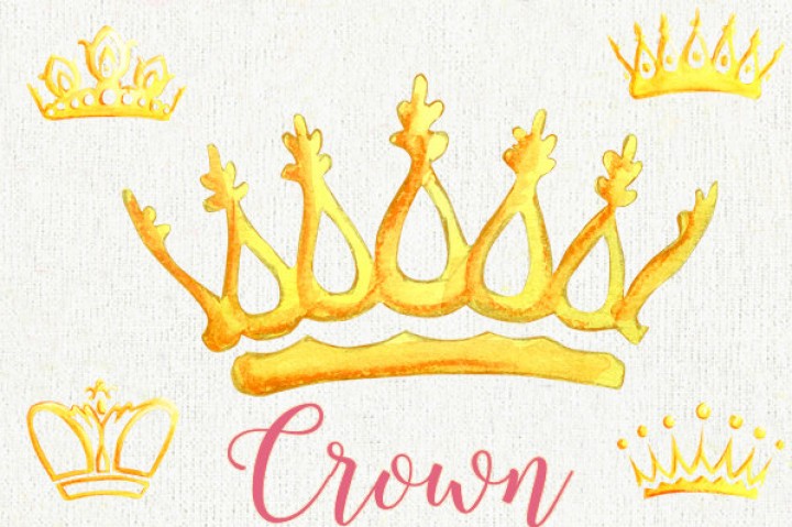 720x479 Watercolor Crown. Clipart Elements. Queen King Princess Golden - Watercolor Crown