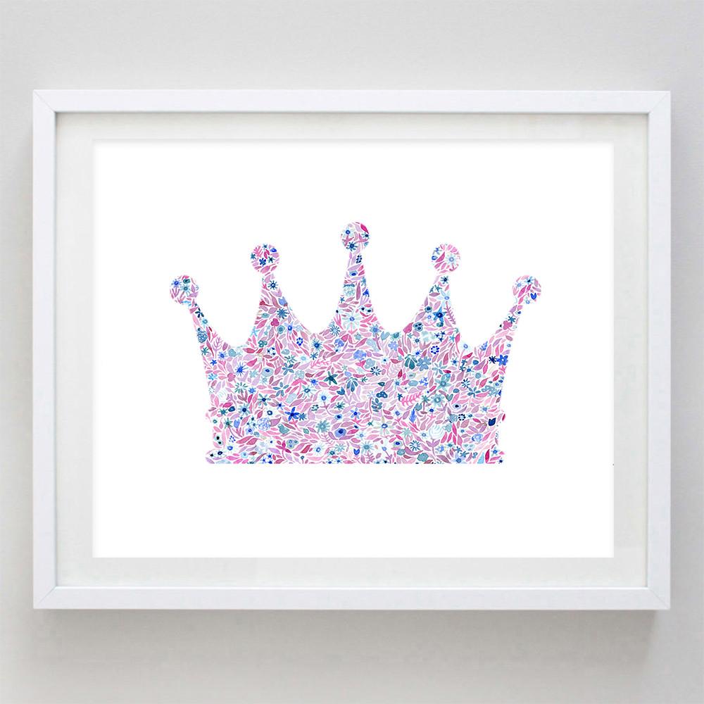 1000x1000 Crown Floral Watercolor Art Print - Watercolor Crown
