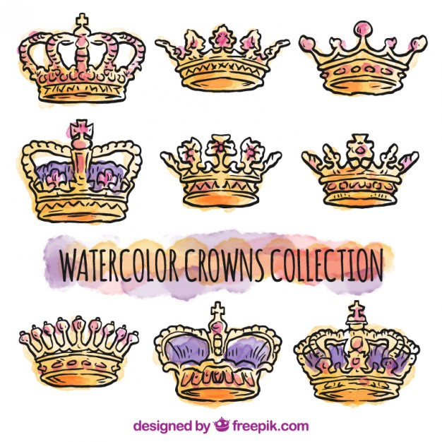 626x626 Watercolor Crowns Collection Vector Free Download - Watercolor Crown
