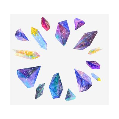 400x400 Watercolor Crystals With Star Sky Art Print By Librebird - Watercolor Crystals