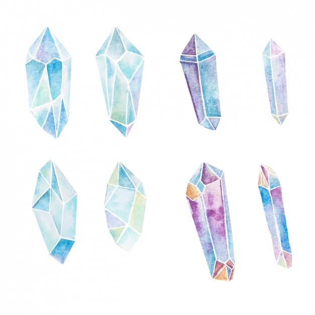 626x626 Watercolor Crystals Collection Vector Free Download - Watercolor Crystals