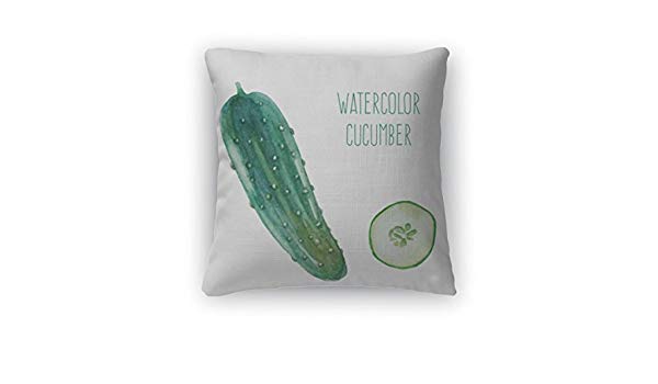 600x350 Gear New Throw Pillow Accent Decor, Watercolor Hand - Watercolor Cucumber
