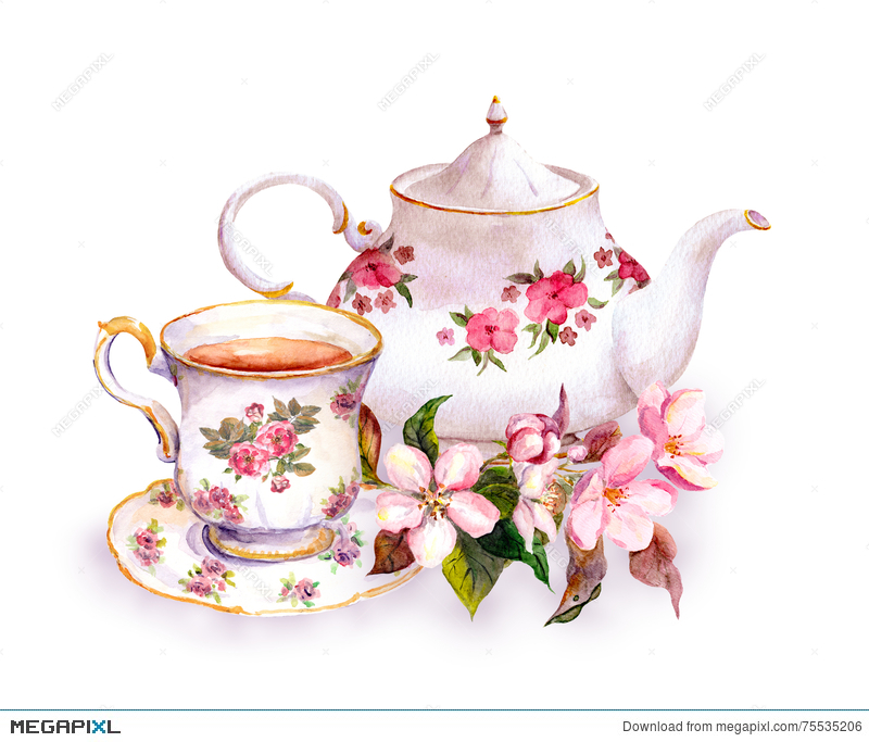 800x683 Tea - Watercolor Cup