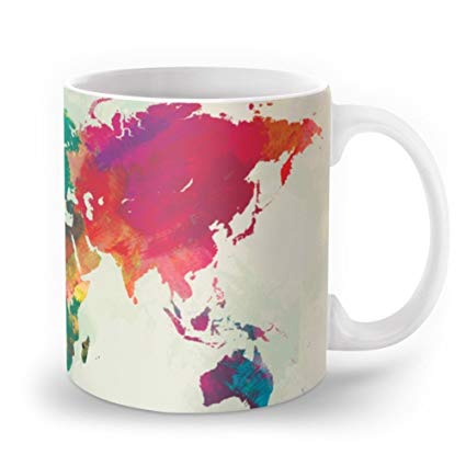 425x425 Society6 Watercolor World Map Mug 11 Oz Pazwaz - Watercolor Cup