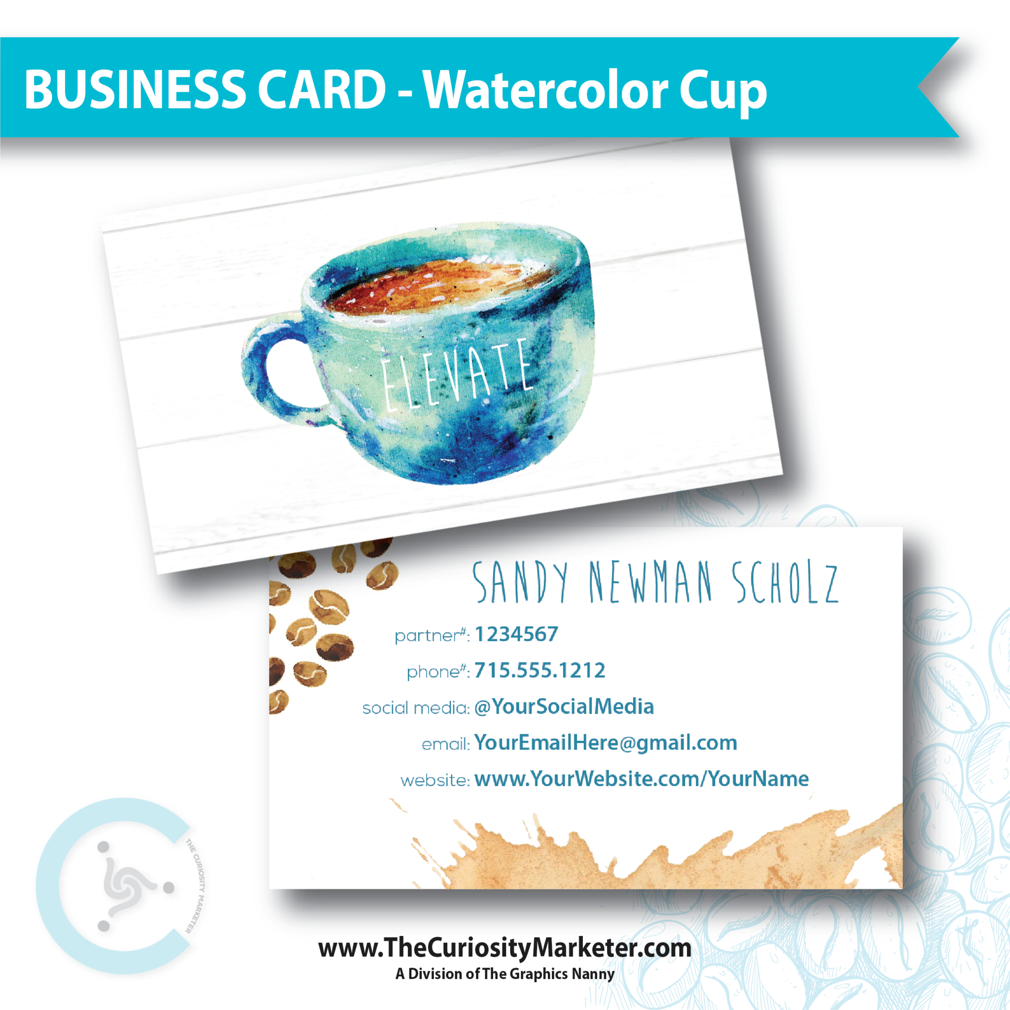 2048x2048 Business Card - Watercolor Cup