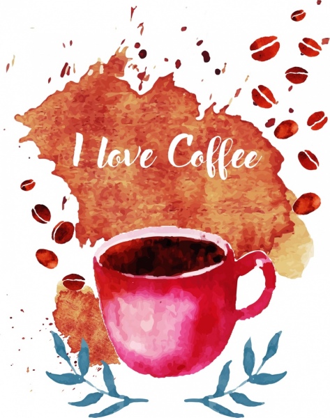 473x600 Coffee Advertising Grunge Watercolor Design Cup Nuts Icons Free - Watercolor Cup