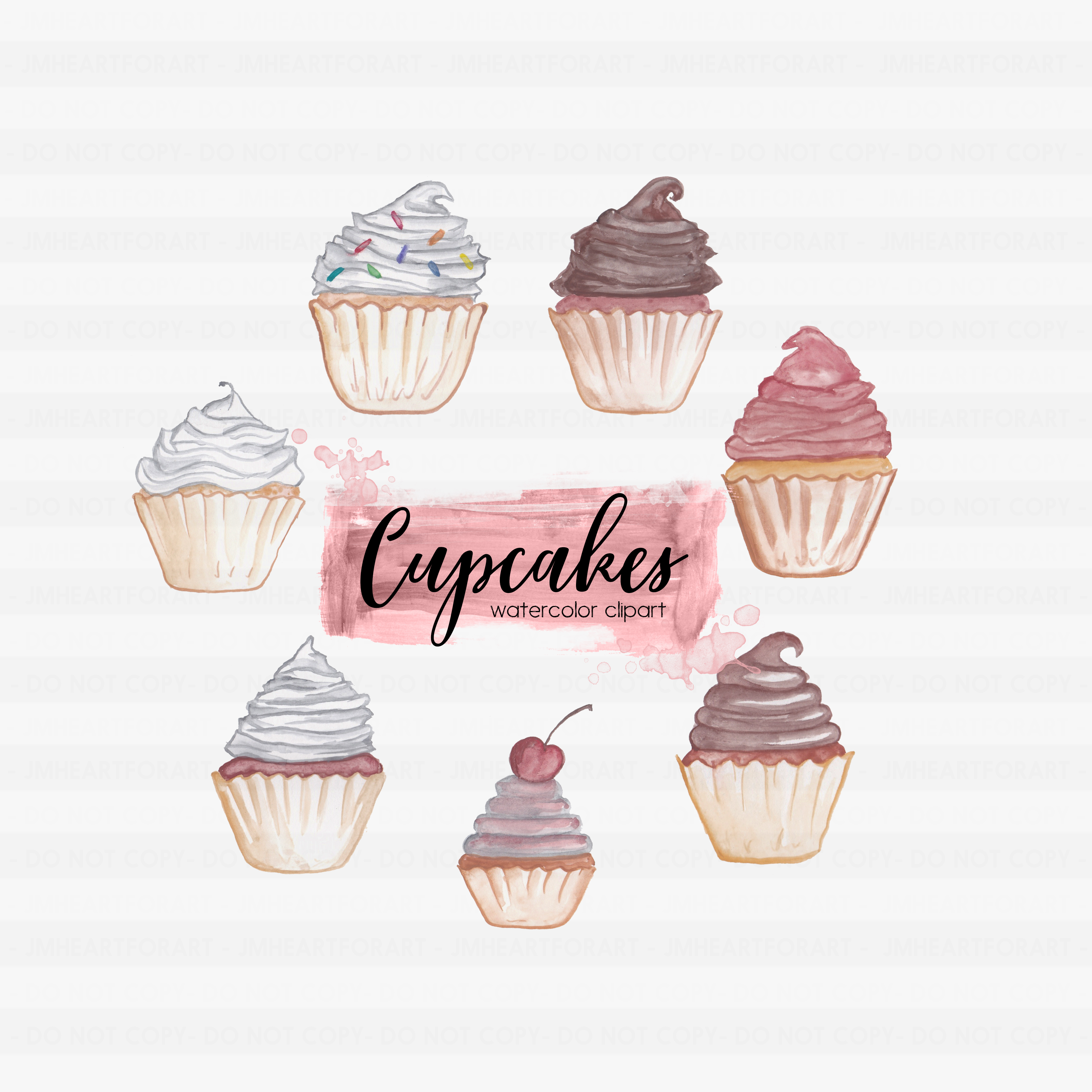 3600x3600 Sweets Clipart Chocolate Clipart Cherry Design Bundles - Watercolor Cupcake