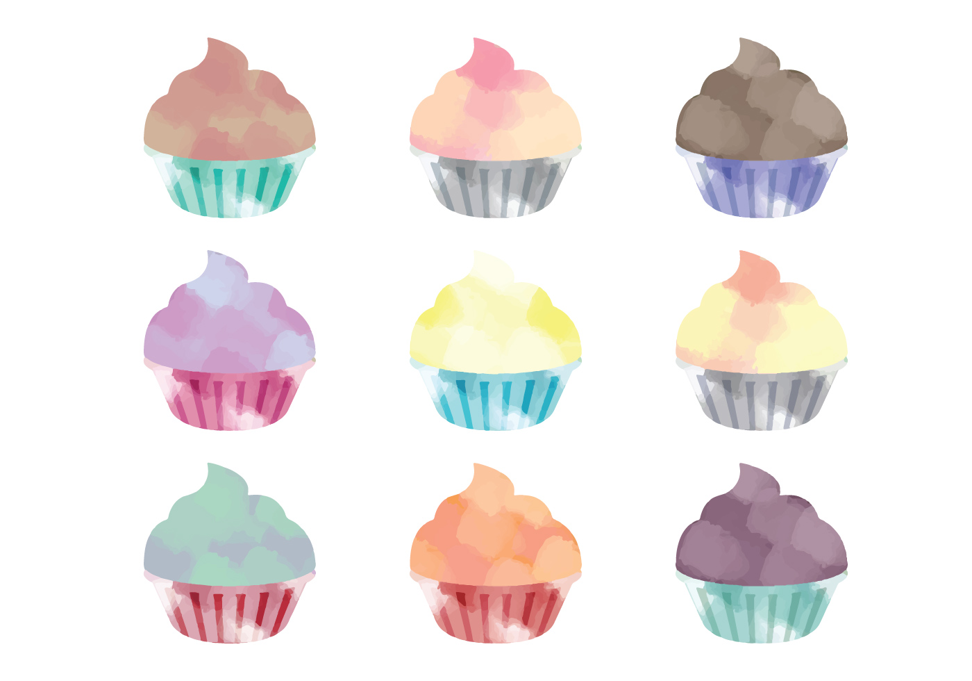 1400x980 Watercolor Cupcake Free Vector Art - Watercolor Cupcake