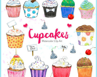 340x270 Watercolor Cupcakes Etsy - Watercolor Cupcake