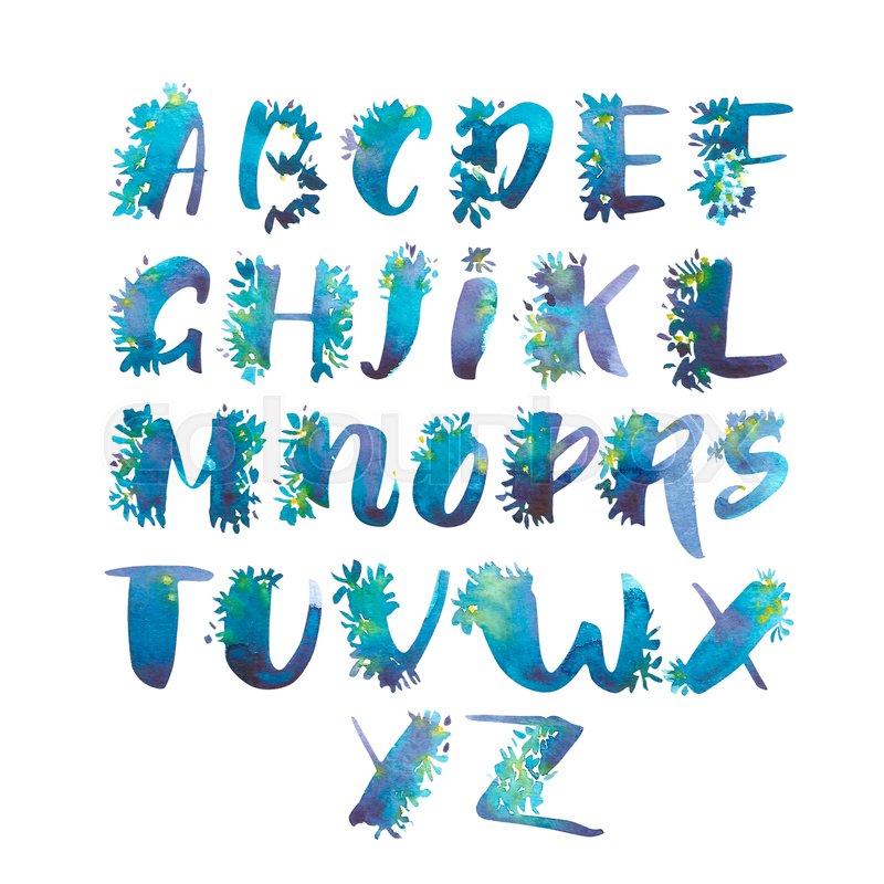 800x800 Watercolor Alphabet. Exclusive Custom Characters. Hand Lettering - Watercolor Cursive Font