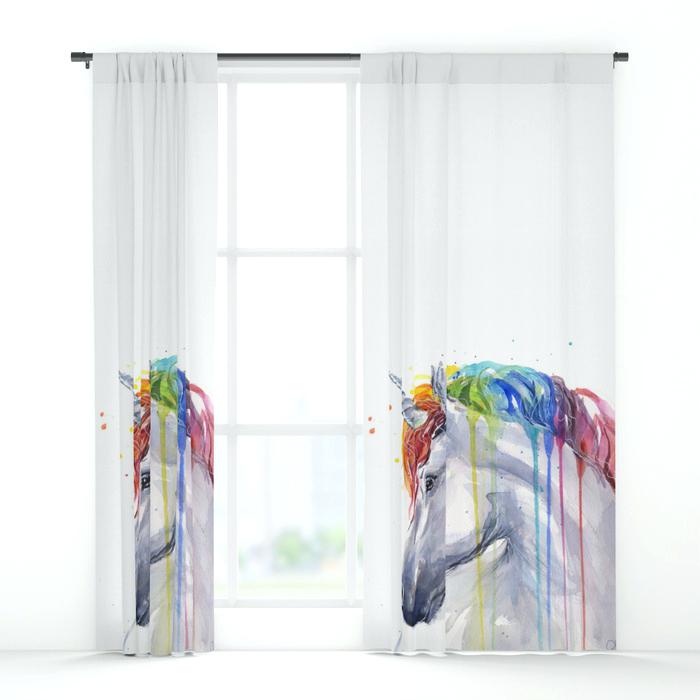 700x700 Watercolor Curtains Rainbow Unicorn Animal Magical Whimsical - Watercolor Curtains