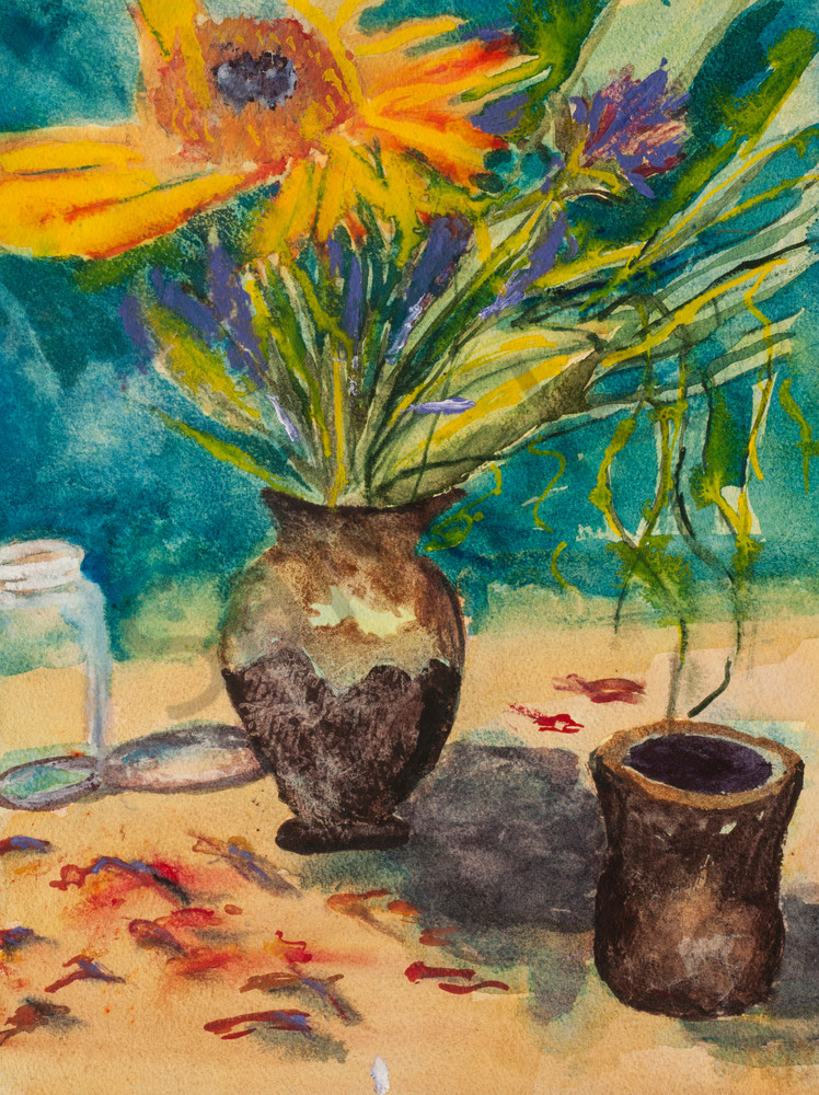 748x1000 Watchful Daisy Watercolor Painting By Mark Hafeman - Watercolor Daisy Paintings