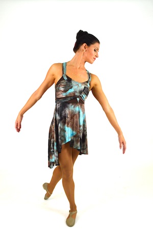 300x451 Brown And Teal Watercolor Dress The Costume Closet - Watercolor Dance Costumes