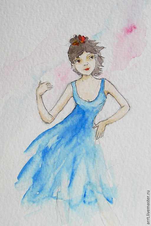 512x768 Dancing Girl And Guitar Watercolor 10kh15 Shop Online On - Watercolor Dance Dress
