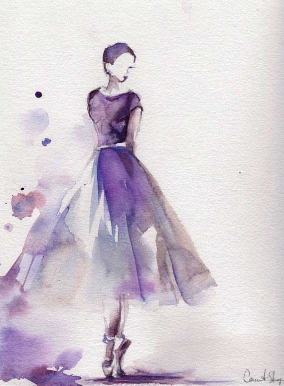 570x775 Original Watercolor Painting, Ballerina Painting, Watercolor Art - Watercolor Dance Dress