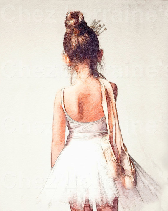 570x713 Sweet Ballerina Watercolor Art Print, Ballet Dance Wall ... Idealpin - Watercolor Dance Dress