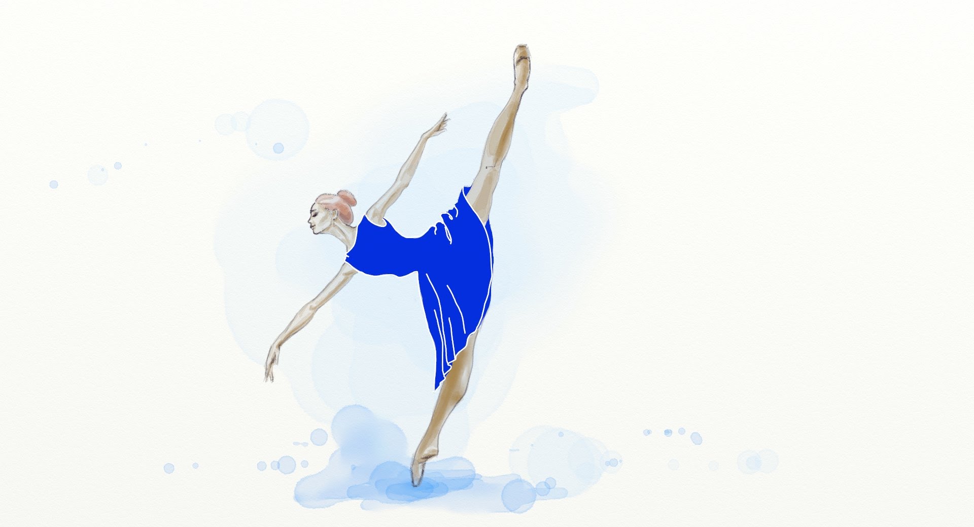 1920x1040 Ballerina Drawing In Watercolor - Watercolor Dancer