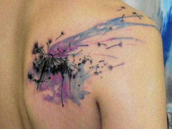 550x413 55 Dandelion Tattoo Designs For Women Amazing Tattoo Ideas - Watercolor Dandelion Tattoo