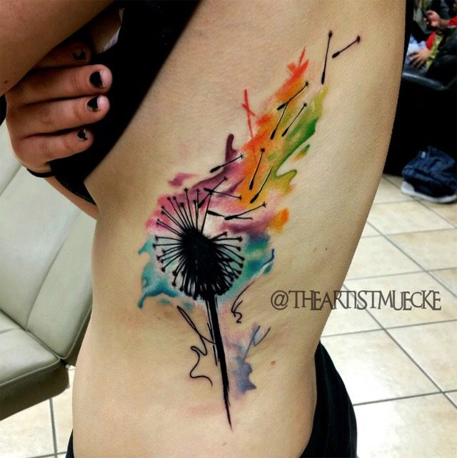 640x641 Gorgeous Watercolor Tattoos Trusper Tips ) - Watercolor Dandelion Tattoo