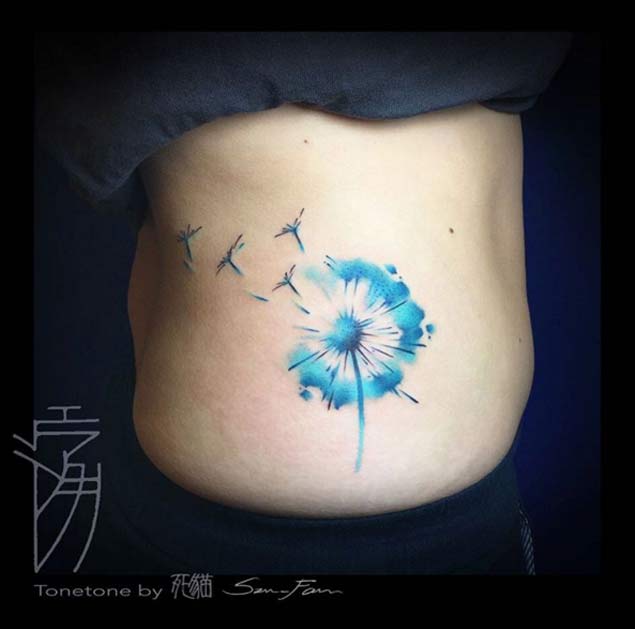 635x629 150 Meaningful Dandelion Tattoos Ideas (September 2018) - Watercolor Dandelion Tattoo