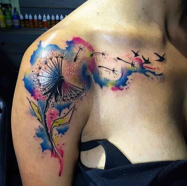 634x631 Watercolor Dandelion Tattoos - Watercolor Dandelion Tattoo