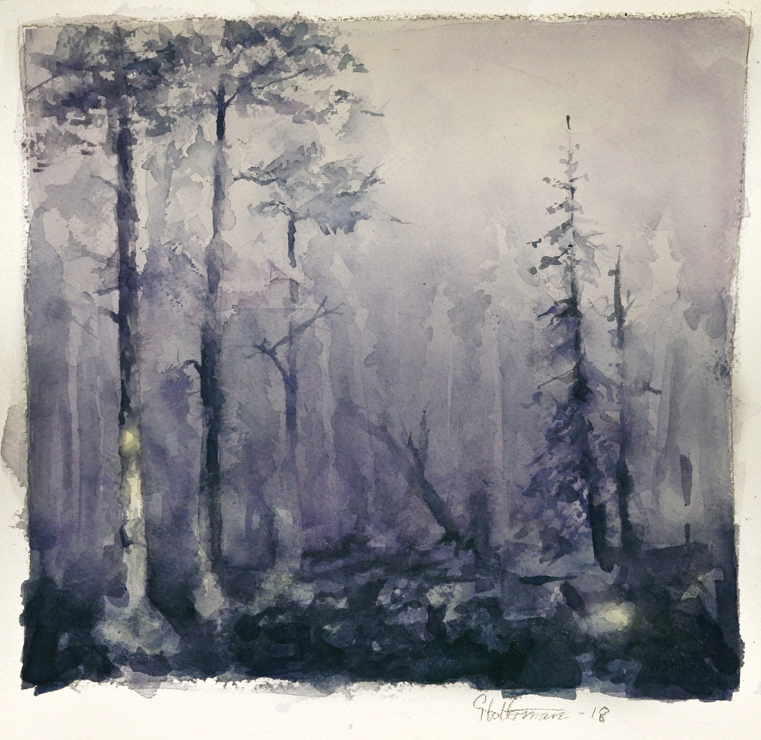 Watercolor Dark Forest